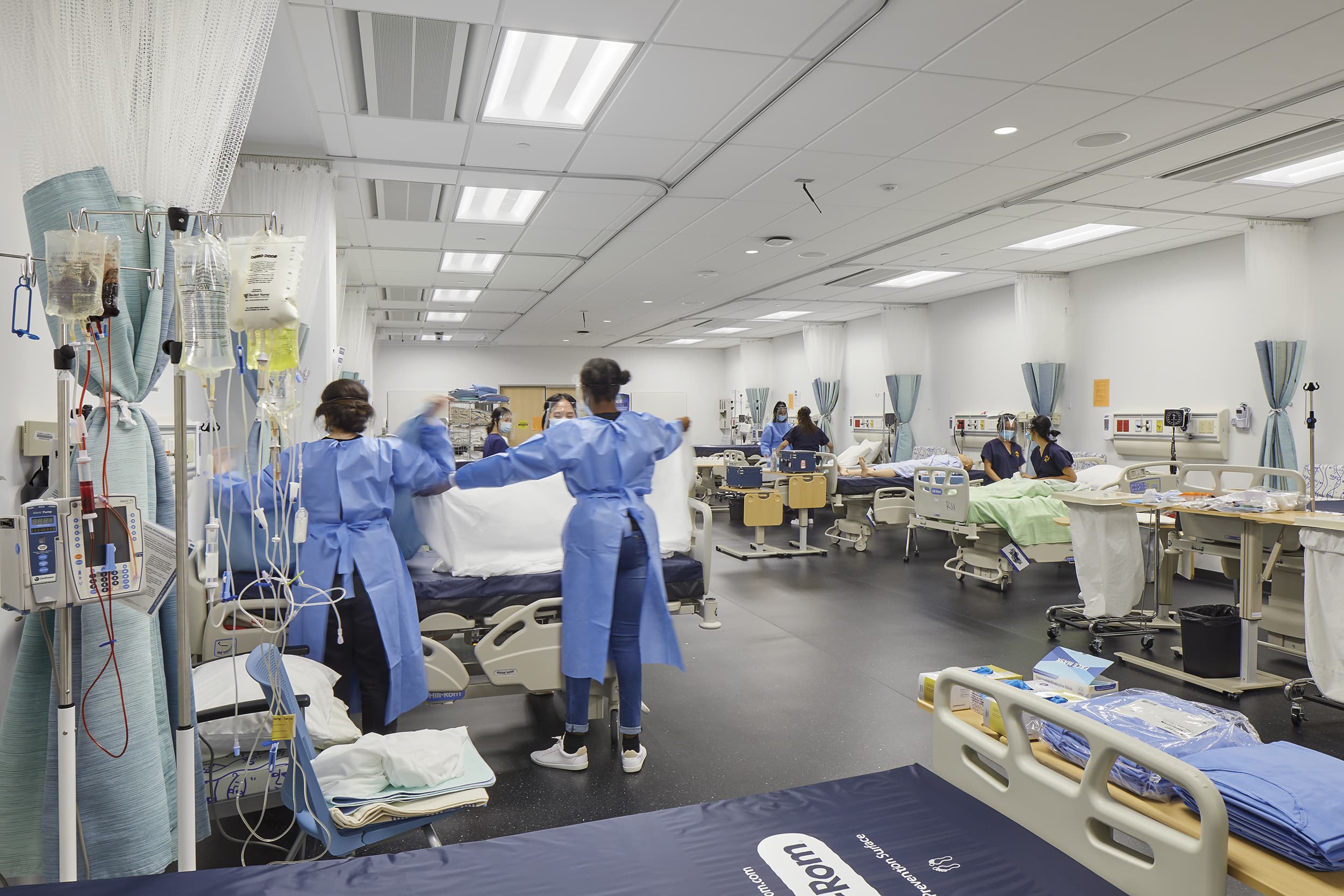 Nursing students practice in the nursing lab