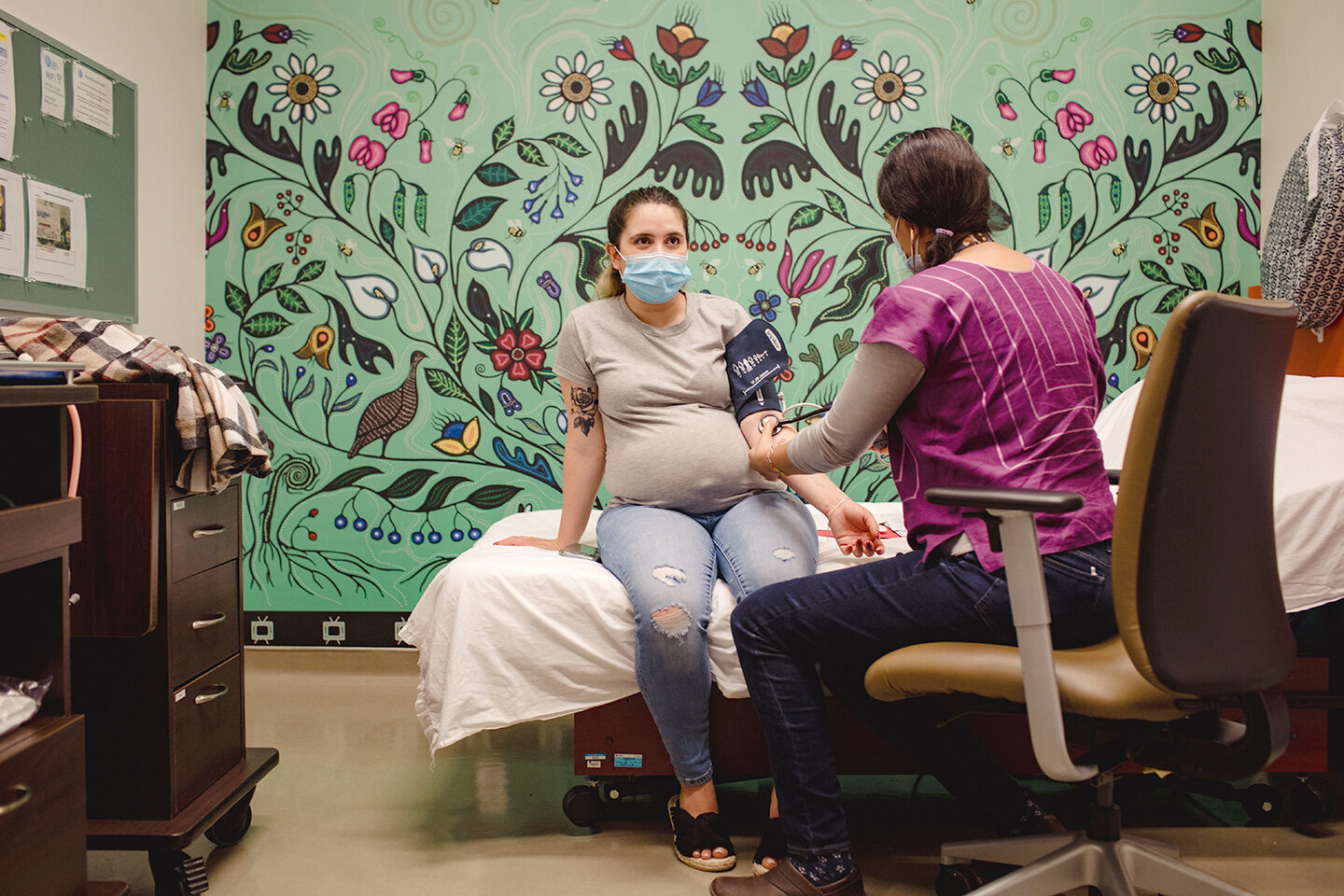 Midwife Laura Solis meets client Vianey De La Torre for a prenatal checkup at the Toronto Birth Centre