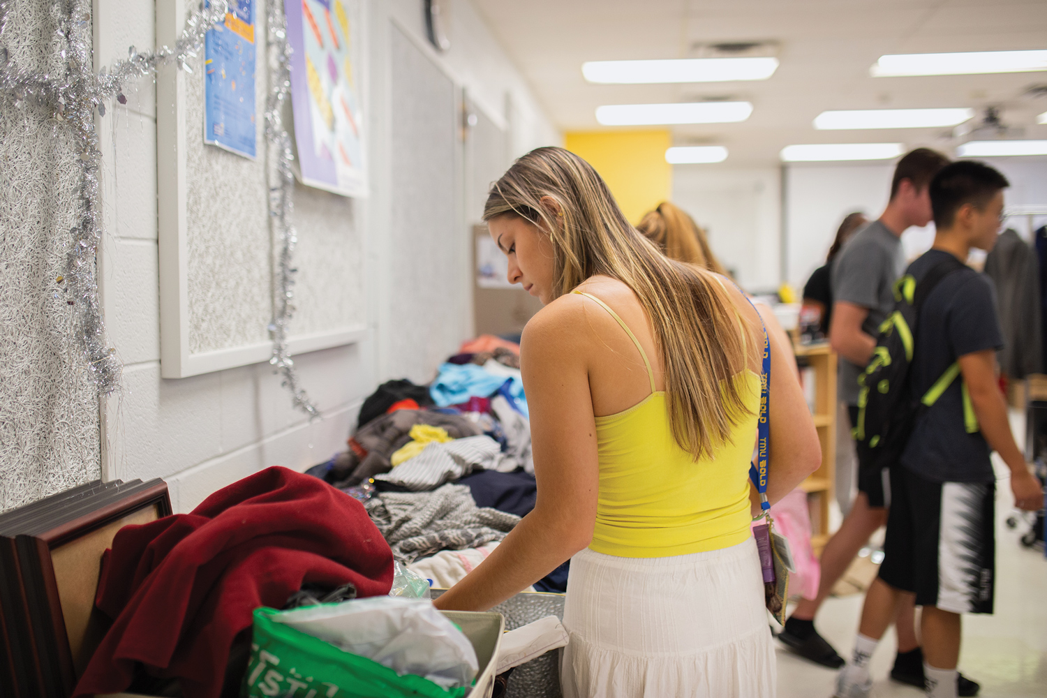 Students browsing the items at the Free Store.