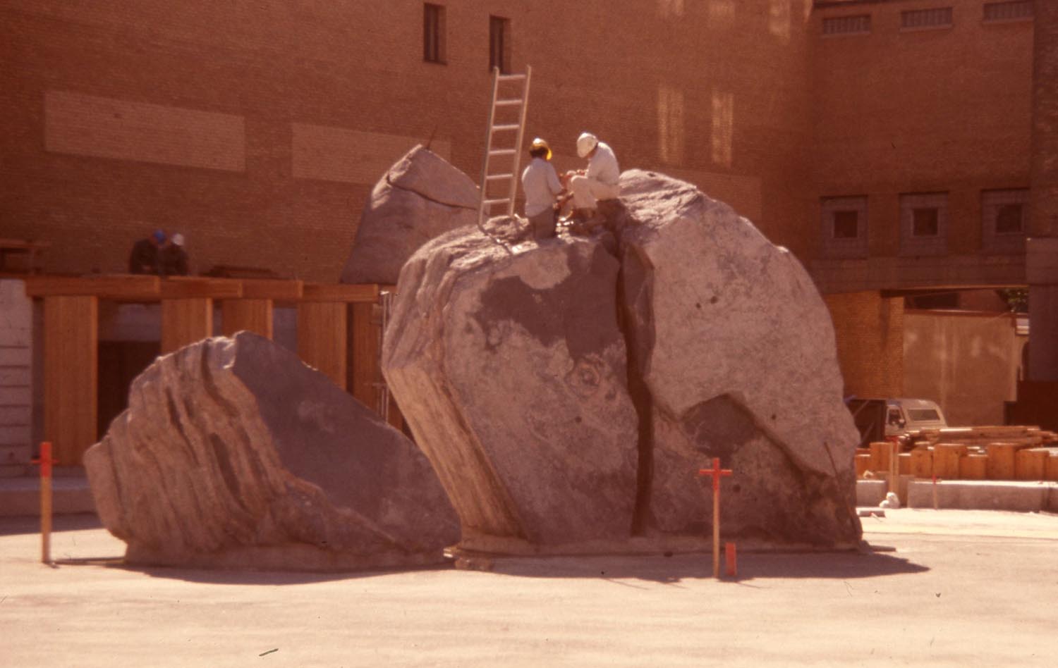Workers in hard hats captured during the creation of Lake Devo in the late 70’s.