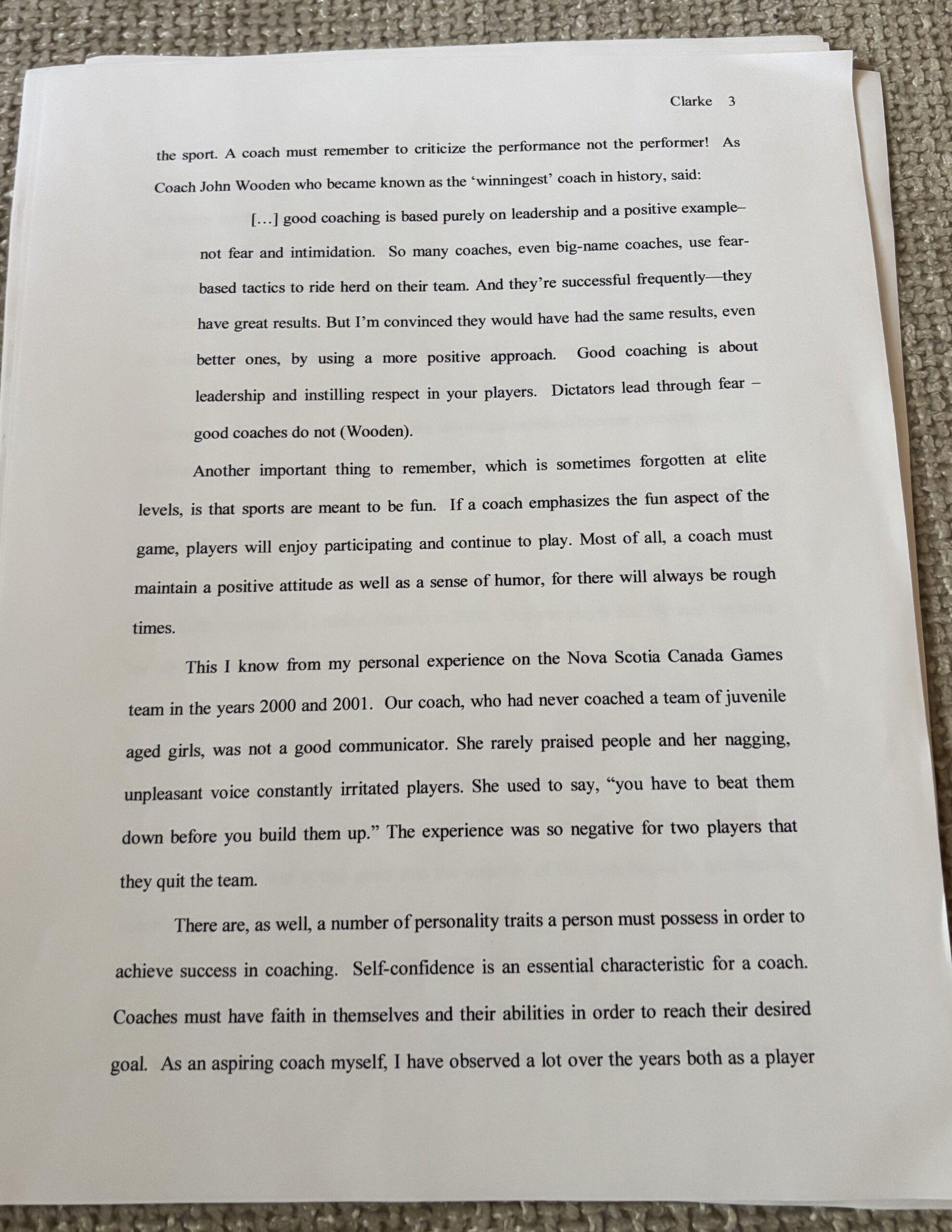 A picture of an essay.